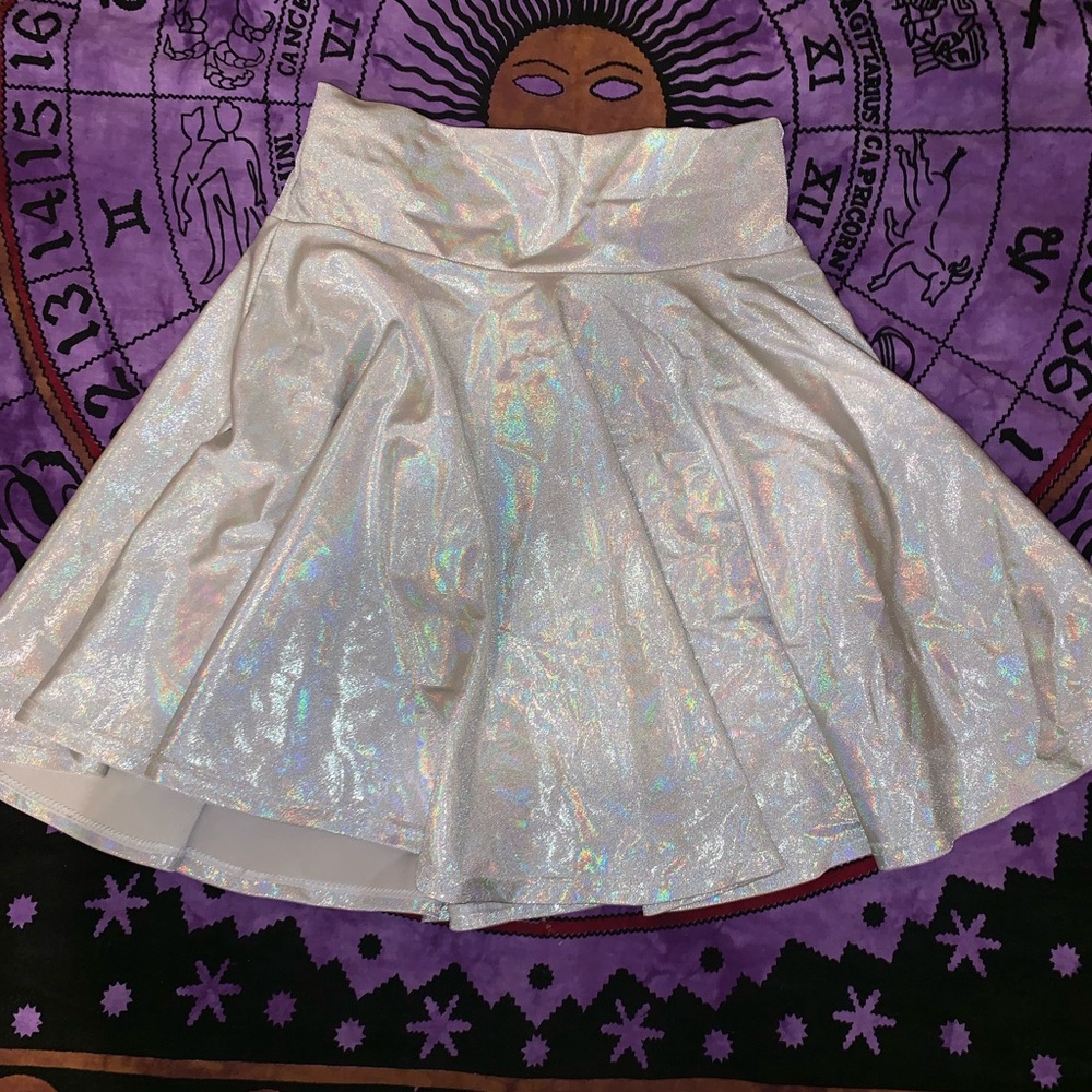 Holographic skater skirt